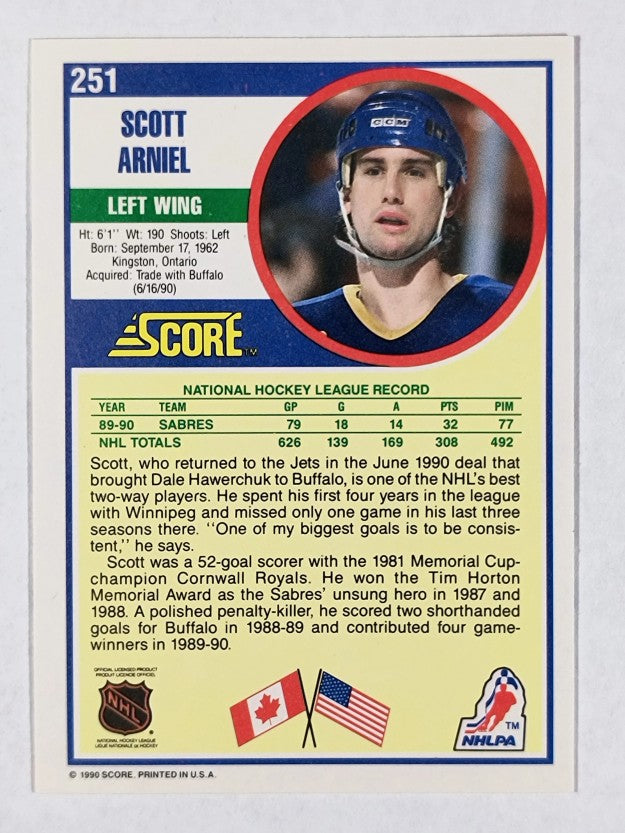 1990-91 Score #251 Scott Arniel