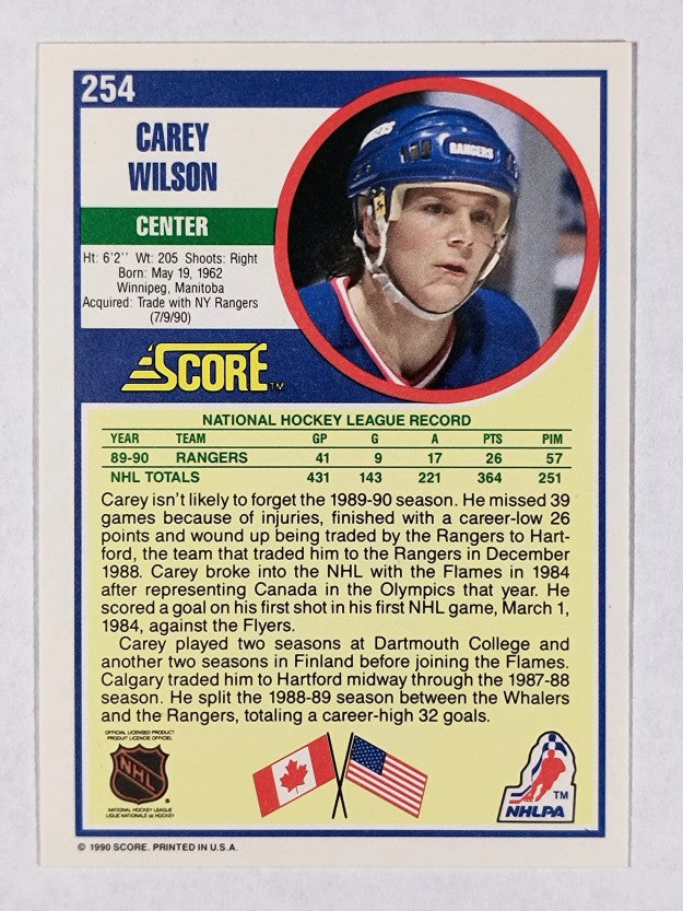 1990-91 Score #254 Carey Wilson