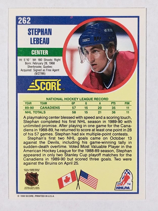 1990-91 Score #262 Stephan Lebeau RC