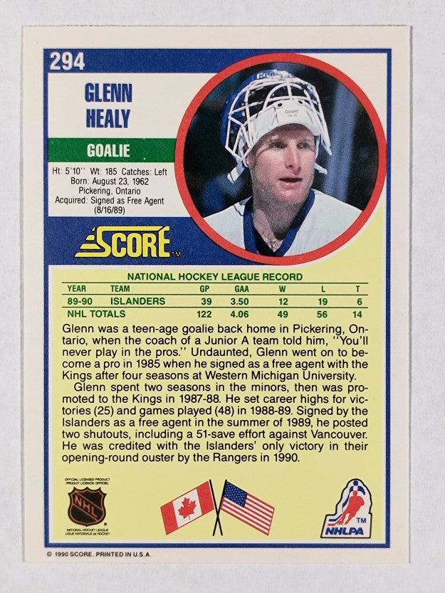 1990-91 Score #294 Glenn Healy RC