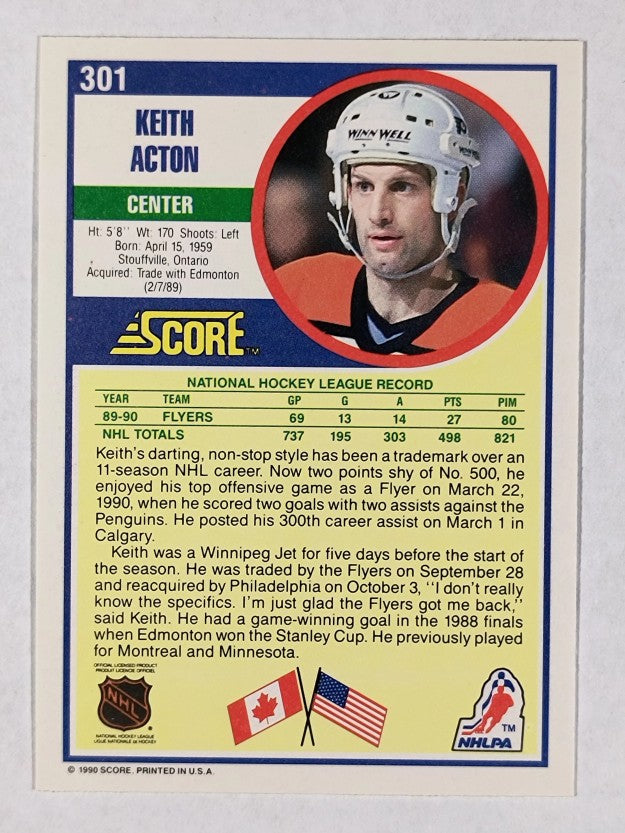 1990-91 Score #301 Keith Acton