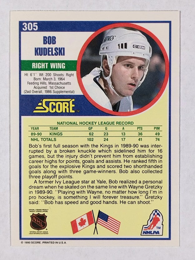 1990-91 Score #305 Bob Kudelski RC