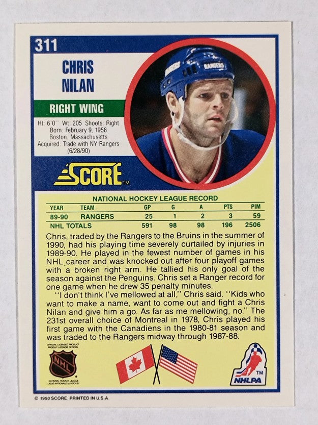 1990-91 Score #311 Chris Nilan