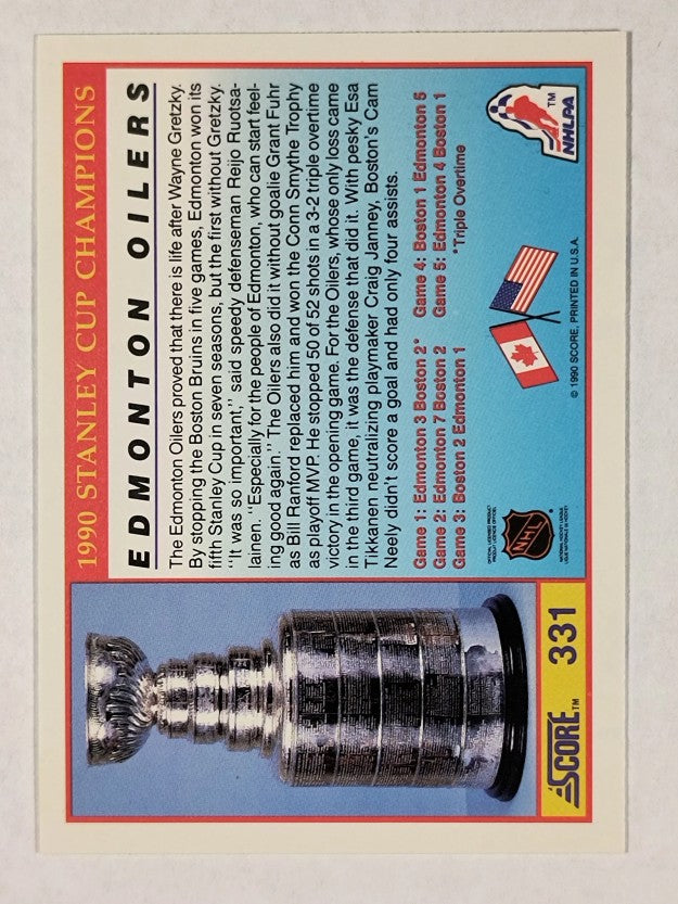 1990-91 Score #331 Edmonton Oilers Champs