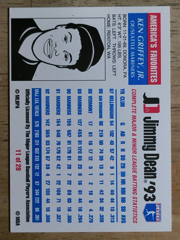 1993 Jimmy Dean #11 Ken Griffey Jr.