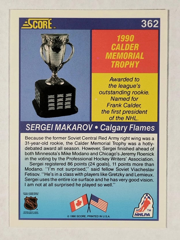 1990-91 Score #362 Sergei Makarov Calder