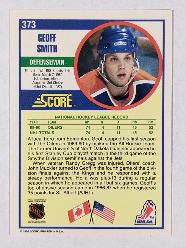 1990-91 Score #373 Geoff Smith RC