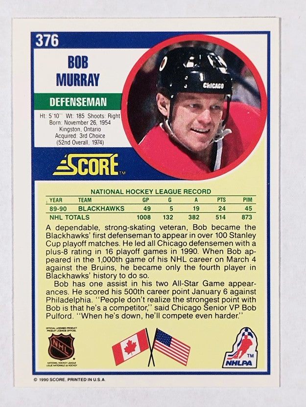 1990-91 Score #376 Bob Murray
