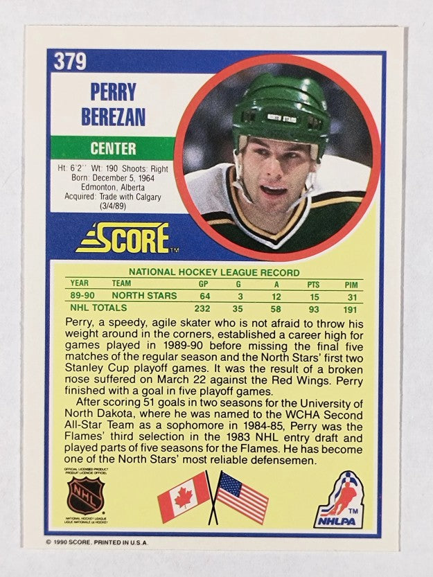 1990-91 Score #379 Perry Berezan RC