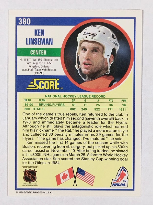 1990-91 Score #380 Ken Linseman