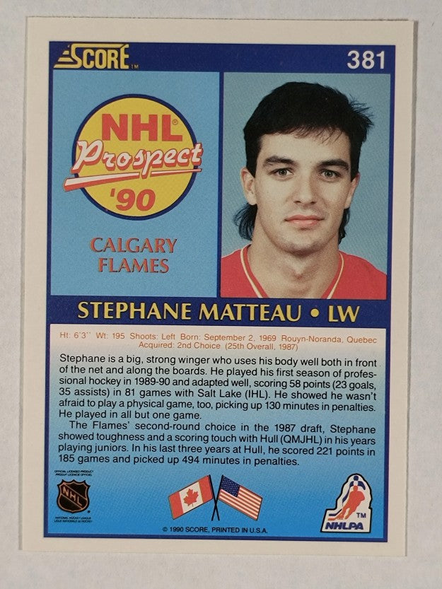1990-91 Score #381 Stephane Matteau RC