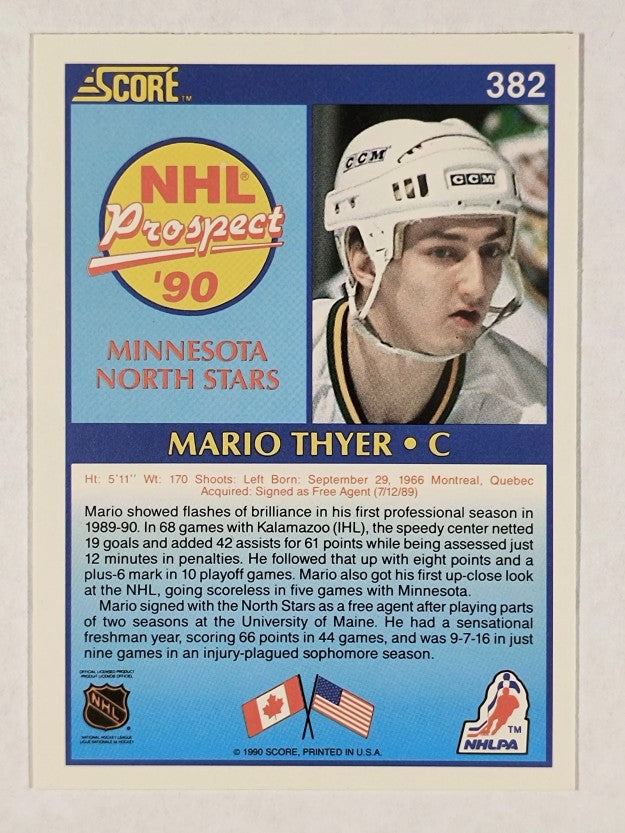 1990-91 Score #382 Mario Thyer RC