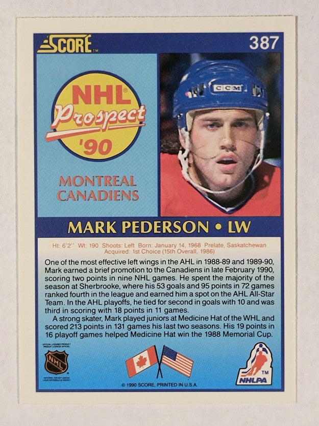1990-91 Score #387 Mark Pederson RC