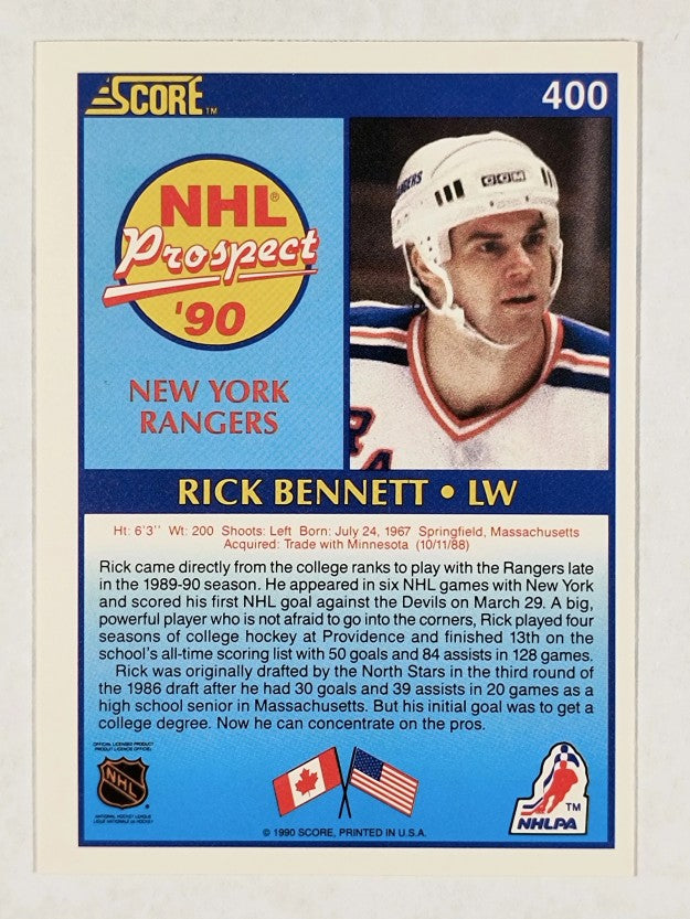 1990-91 Score #400 Rick Bennett RC