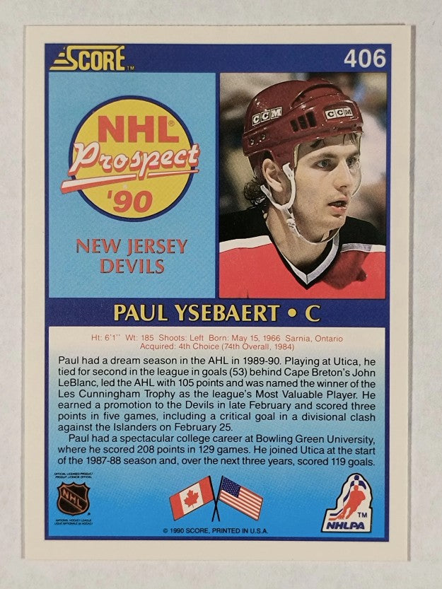 1990-91 Score #406 Paul Ysebaert RC