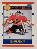 1990-91 Score #407A Jim Waite ERR RC/reads "catches: right" on back