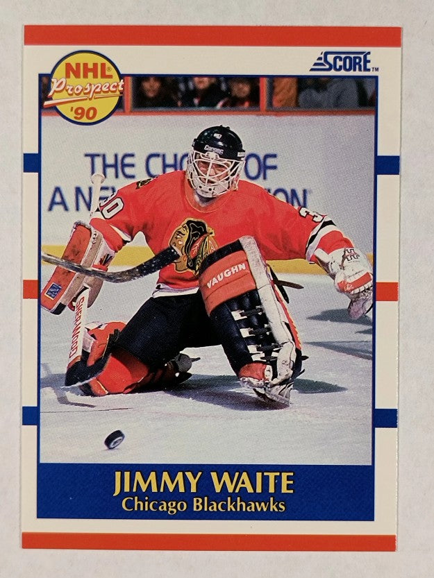 1990-91 Score #407A Jim Waite ERR RC/reads "catches: right" on back