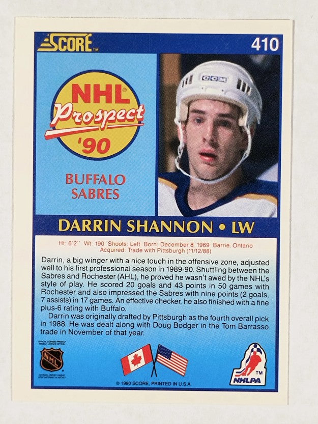 1990-91 Score #410 Darrin Shannon RC