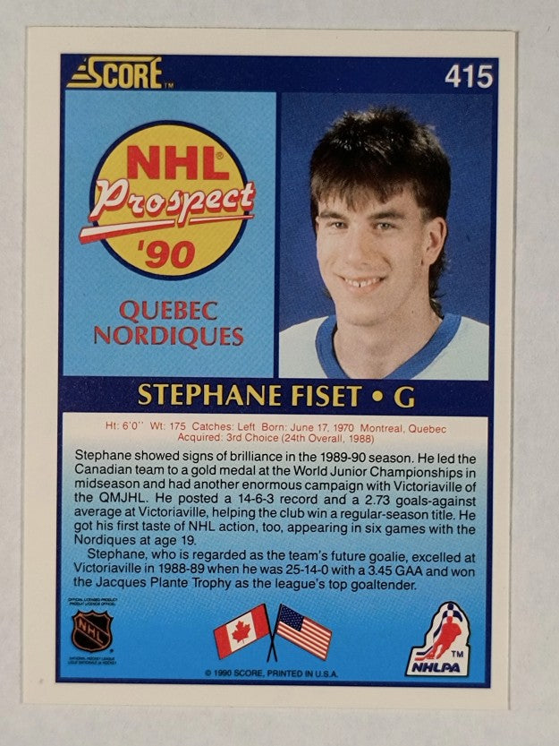 1990-91 Score #415 Stephane Fiset RC