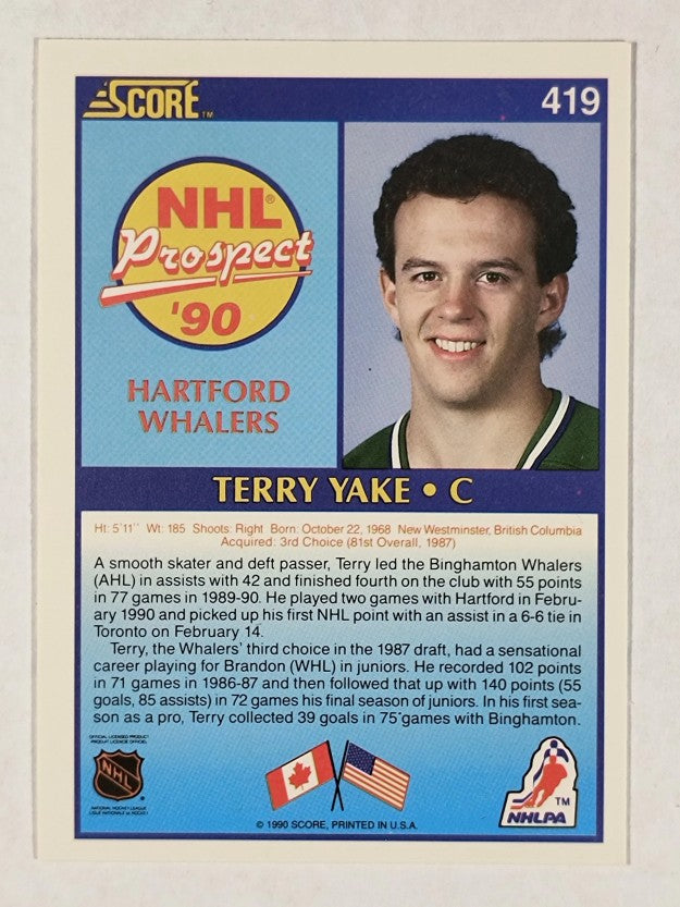 1990-91 Score #419 Terry Yake RC