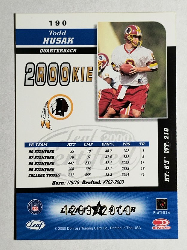 2000 Leaf Certified #190 Todd Husak RC