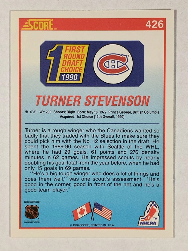 1990-91 Score #426 Turner Stevenson RC