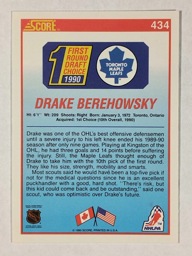 1990-91 Score #434 Drake Berehowsky RC