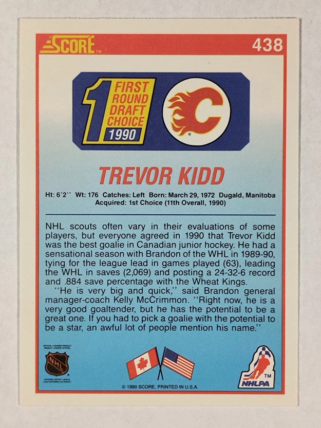 1990-91 Score #438 Trevor Kidd RC