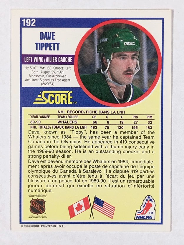 1990-91 Score Canadian #192 Dave Tippett