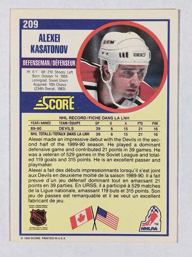 1990-91 Score Canadian #209 Alexei Kasatonov RC