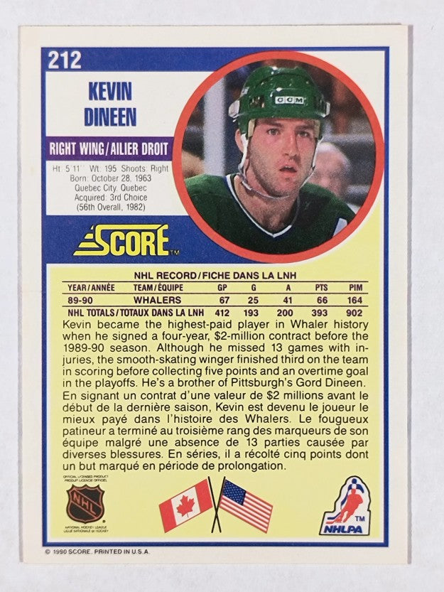 1990-91 Score Canadian #212 Kevin Dineen