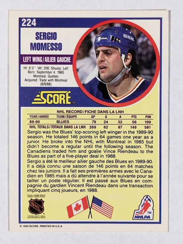 1990-91 Score Canadian #224 Sergio Momesso RC