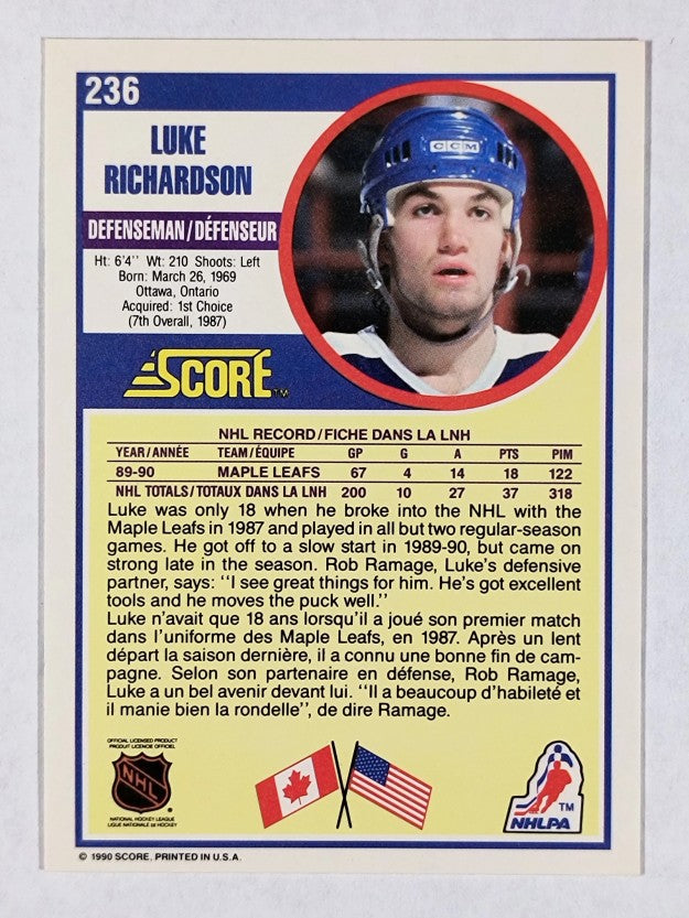 1990-91 Score Canadian #236 Luke Richardson