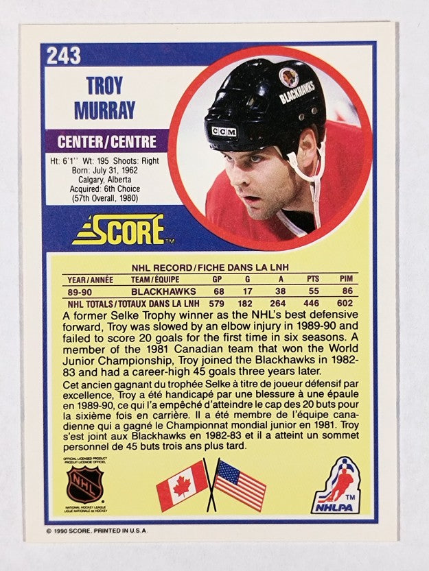 1990-91 Score Canadian #243 Troy Murray
