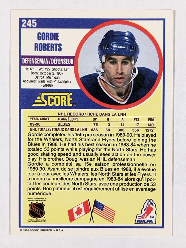 1990-91 Score Canadian #245 Gordie Roberts