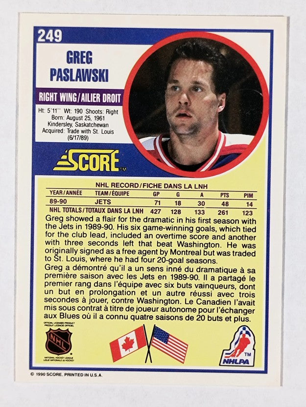 1990-91 Score Canadian #249 Greg Paslawski