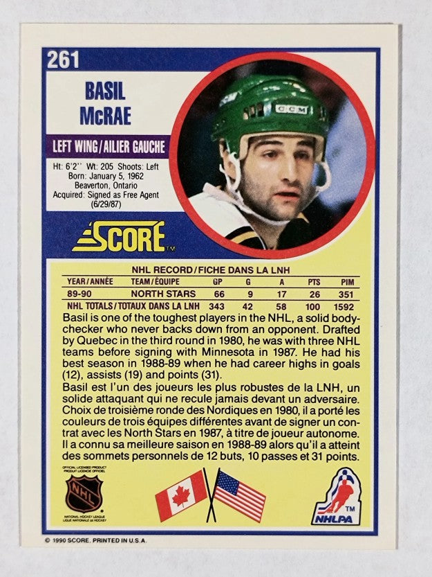 1990-91 Score Canadian #261 Basil McRae