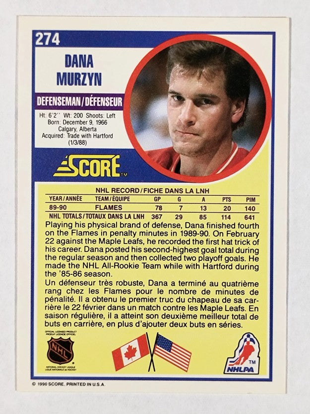 1990-91 Score Canadian #274 Dana Murzyn