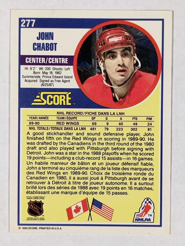 1990-91 Score Canadian #277 John Chabot