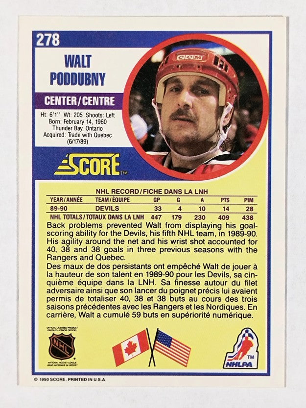 1990-91 Score Canadian #278 Walt Poddubny