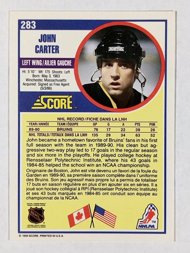 1990-91 Score Canadian #283 John Carter RC