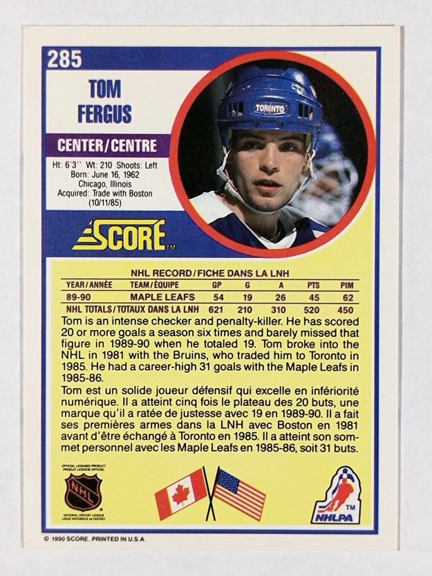 1990-91 Score Canadian #285 Tom Fergus