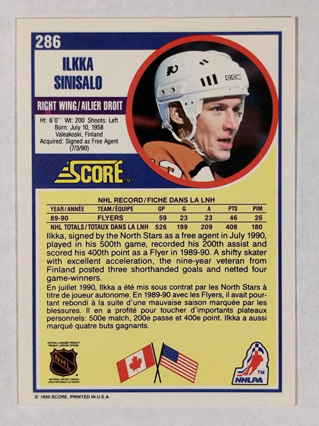 1990-91 Score Canadian #286 Ilkka Sinisalo