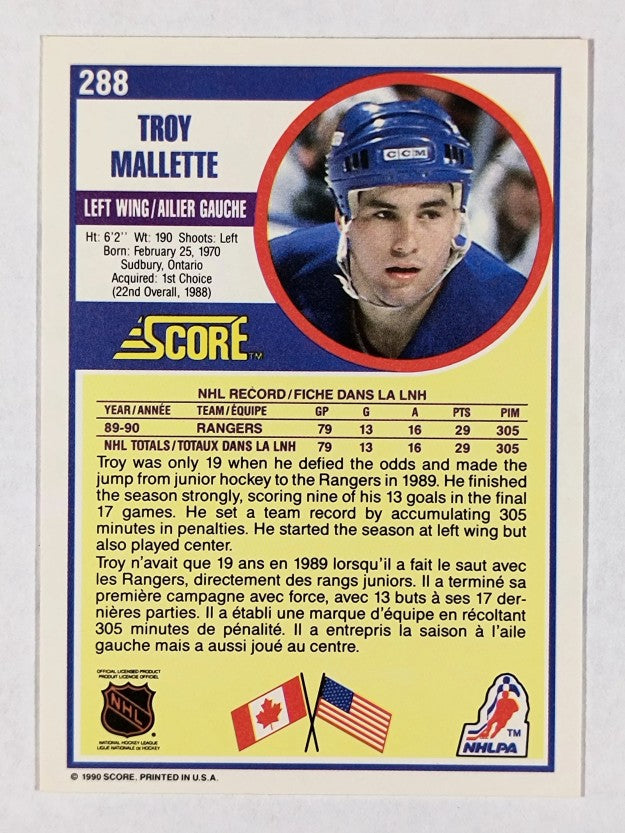 1990-91 Score Canadian #288 Troy Mallette RC