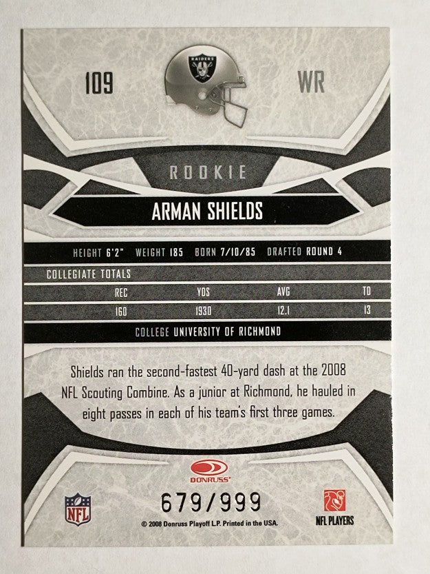 2008 Donruss Gridiron Gear #109 Arman Shields RC