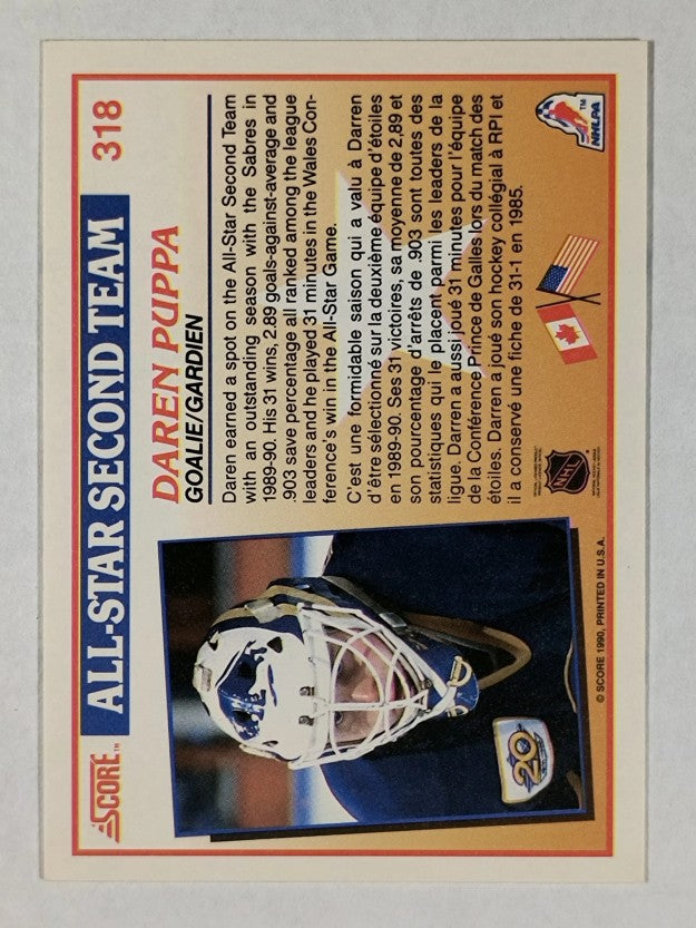 1990-91 Score Canadian #318 Daren Puppa AS2
