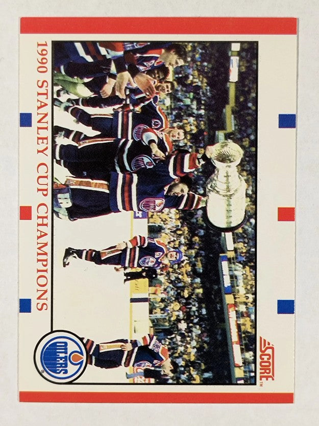 1990-91 Score Canadian #331 Edmonton Oilers Champs