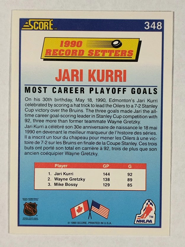 1990-91 Score Canadian #348 Jari Kurri LL