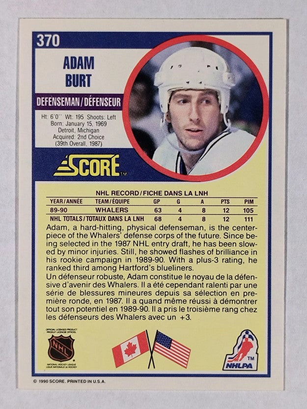 1990-91 Score Canadian #370 Adam Burt RC