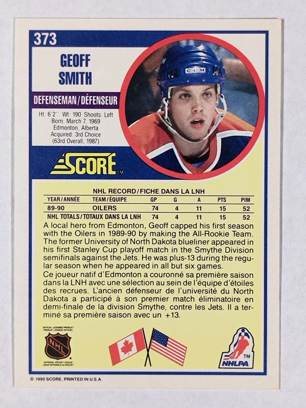 1990-91 Score Canadian #373 Geoff Smith RC